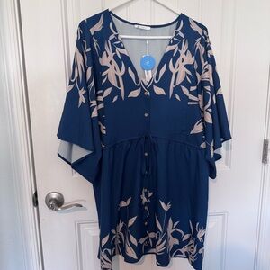Cupshe Navy Floral Midi Dress